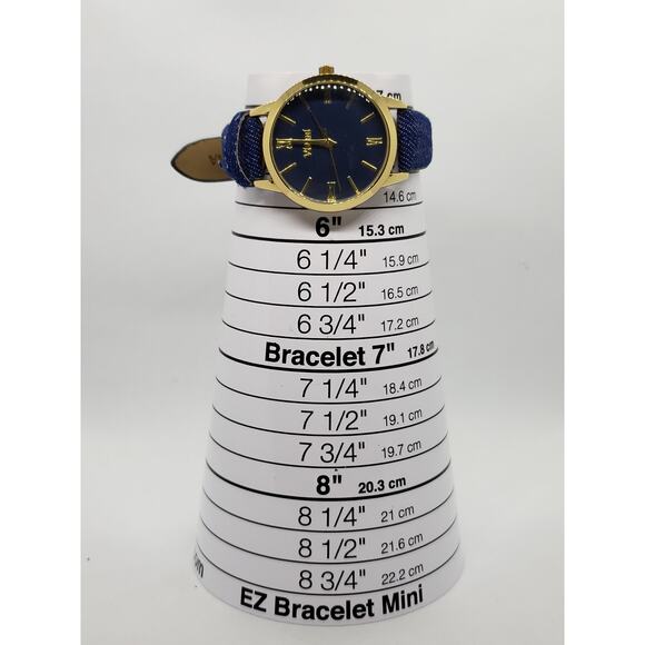 Vivani WAC5341KL 0520. Blue face with gold accents, denim blue band. main image 7